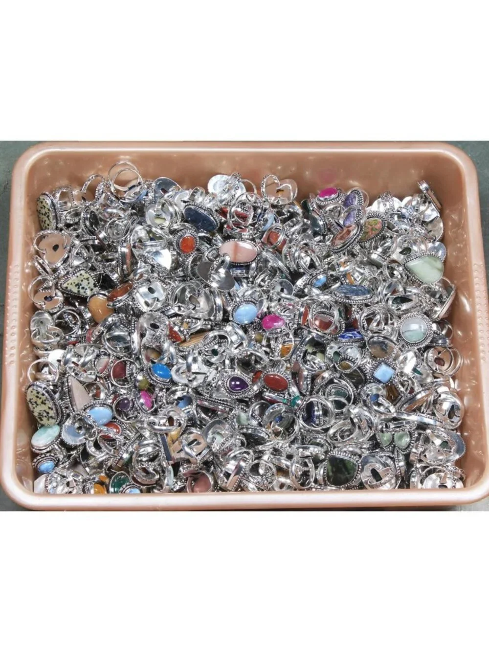Chunky Silver Stackable Rings Set - 10 Pcs Fashion Knuckle Gemstone Vintage
